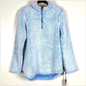 GreenTea Sherpa Two Tone Sherpa Sweatshirt 1/4 Zip